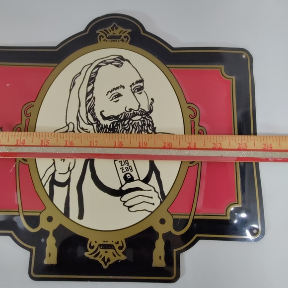 Vintage Zig Zag Man Cigarette Tobacco Raised Tin Tacker Advertising Sign  24" - Picture 10 of 11
